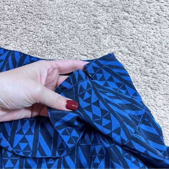 Madewell Silk Skyline Mini Skirt Blur Black Geometric Print Size 4 - Picture 5 of 8